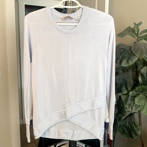 Athleta Serenity criss-cross sweatshirt in light blue periwinkle